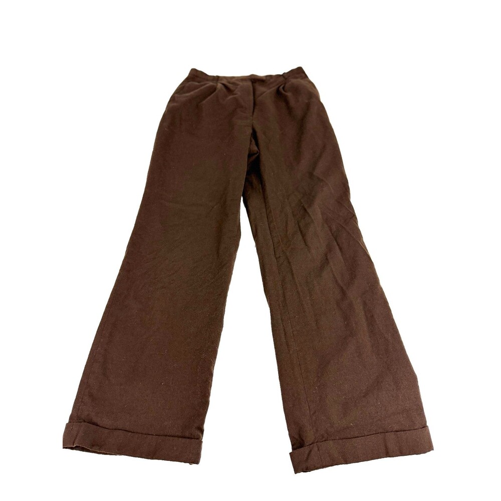 Vintage Brooks Brothers 346 Womens Brown Wool Pants Size 10 Pleated Cuffed